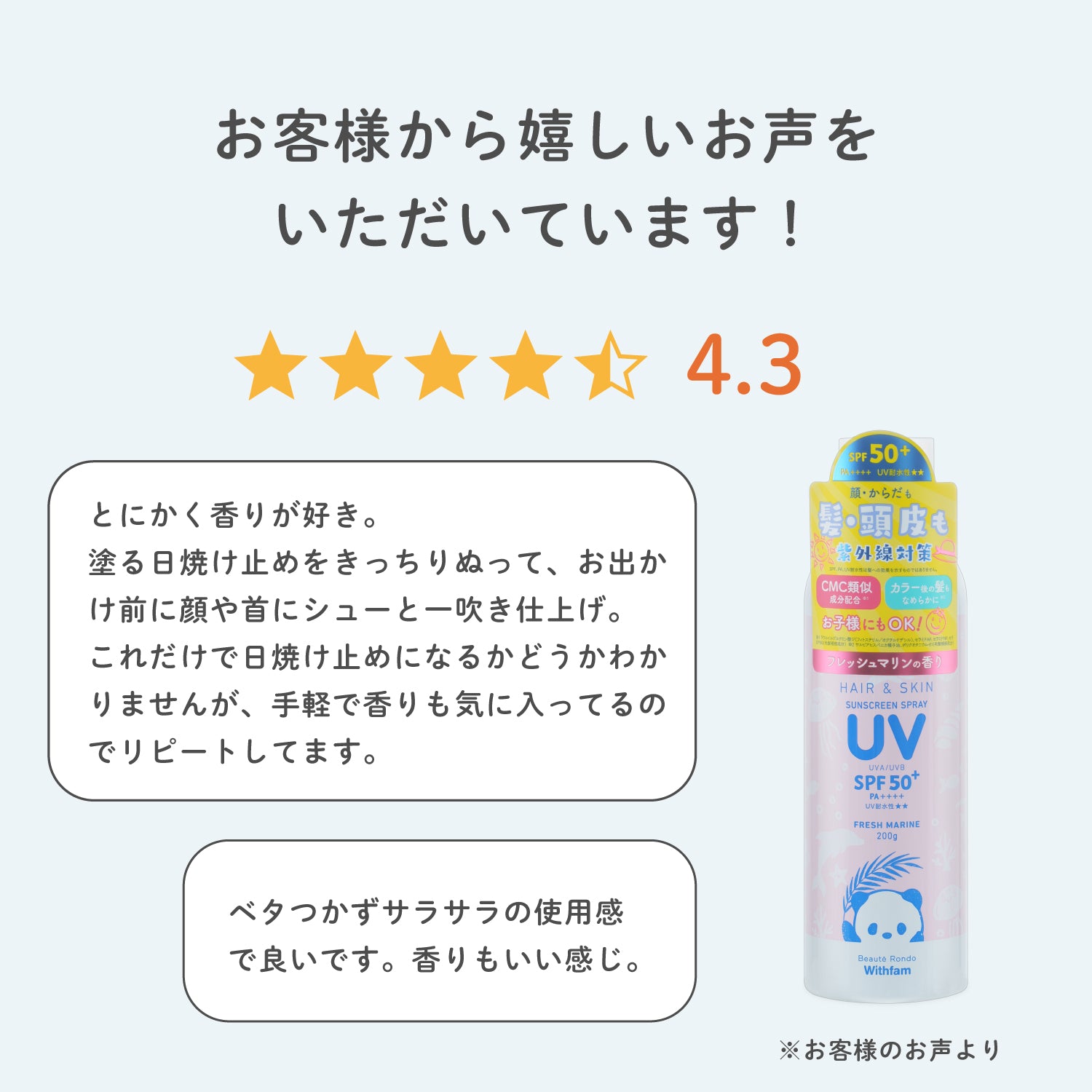 ビューテロンド Withfam ヘア＆スキンUVスプレー フレッシュマリン 200g